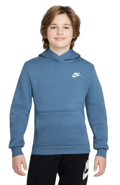 Nike Kids' Club Fleece Hoodie In Aegean Storm/white