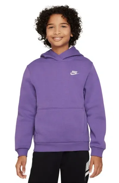 Nike Kids' Club Fleece Hoodie In Black Raspberry/white