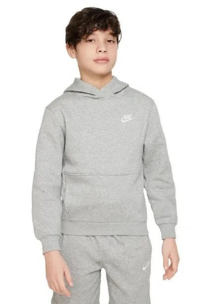 Nike Kids' Boys   Nsw Club Lbr Fleece Hoodie In White/dark Grey Heather