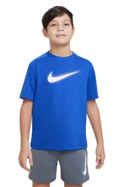 Nike Kids' Boys   Dri-fit Multi + Short Sleeve Gx Top In White/game Royal