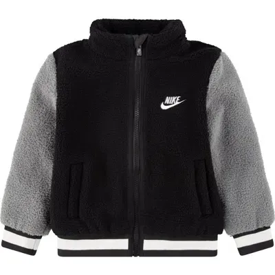 Nike Kids' Faux Shearling Bomber Jacket In Black