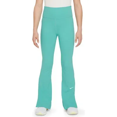 Nike Kids'  One Dri-fit Flare Leggings In Green Frost/white