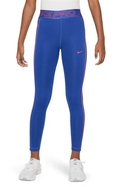 Nike Kids'  Pro Dri-fit Leggings In Game Royal/aster Pink