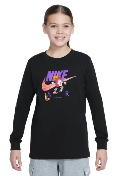 Nike Kids' Sportswear Air Long Sleeve Cotton Graphic T-shirt In Black