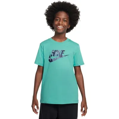 Nike Kids' Sportswear Camo Logo Cotton Graphic T-shirt In Green Frost