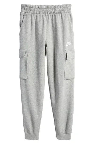 Nike Kids' Sportswear Club Fleece Cargo Joggers In Grey Htr/base Grey/white