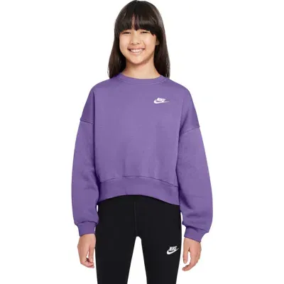 Nike Kids' Sportswear Club Fleece Crewneck Sweatshirt In Black Raspberry/white