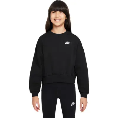 Nike Kids' Sportswear Club Fleece Crewneck Sweatshirt In Black/white