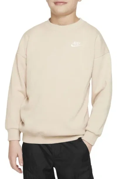 Nike Kids' Sportswear Club Fleece Sweatshirt In Sanddrift/white