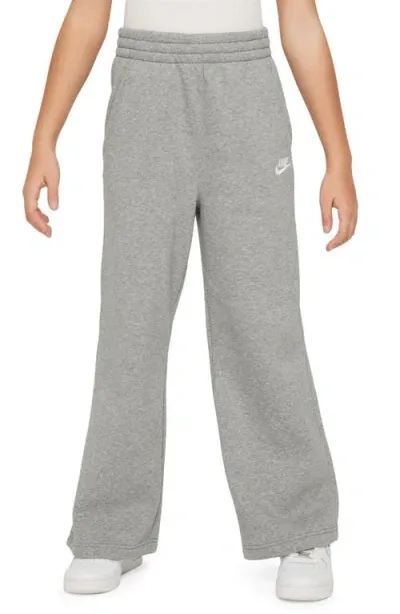 Nike Kids' Sportswear Club Fleece Wide Leg Sweatpants In Dark Grey Heather/grey/white