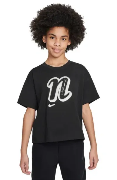 Nike Kids' Sportswear Cotton Graphic T-shirt In Black