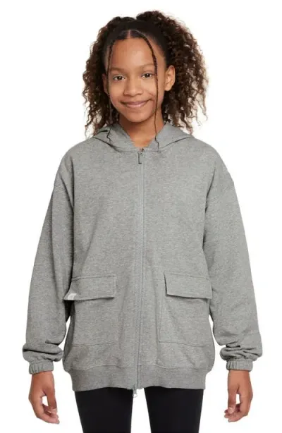 Nike Kids' Sportswear Dri-fit Graphic Zip-up Hoodie In Dark Grey Heather