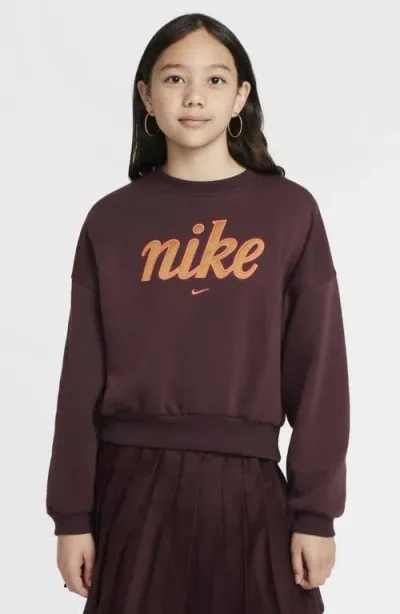 Nike Kids' Sportswear Graphic Sweatshirt In Burgundy Crush/hot Punch