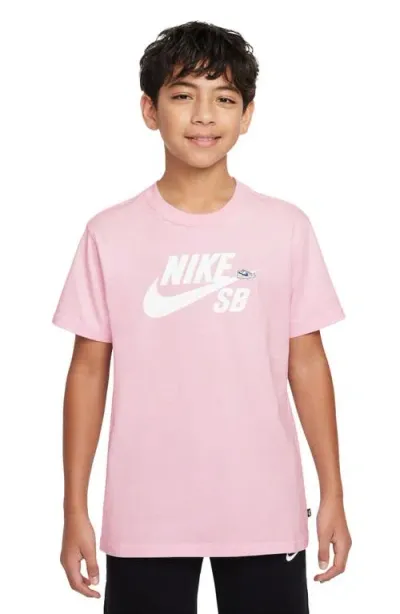 Nike Kids' Sportswear Logo Cotton Graphic T-shirt In Pink Foam