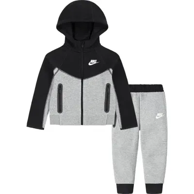 Nike Kids' Tech Fleece Zip Hoodie & Joggers Set In Dark Grey Heather/black