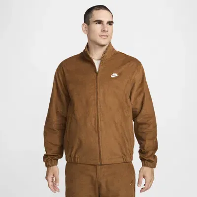 Nike Men's  Sportswear Club Corduroy Harrington Jacket In Lt British Tan/white