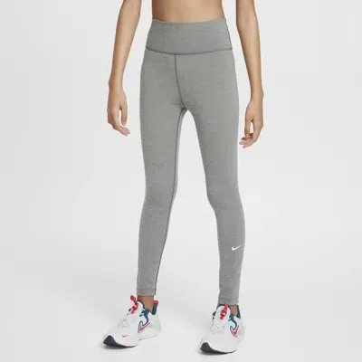 Nike One Big Kids' (girls') Dri-fit High-waisted Leggings In Grey