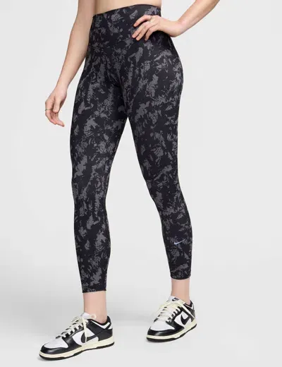 Nike One High Waisted 7/8 Printed Leggings In Black