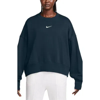 Nike Phoenix Fleece Crewneck Sweatshirt In Armory Navy/sail