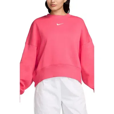 Nike Phoenix Fleece Crewneck Sweatshirt In Aster Pink/sail