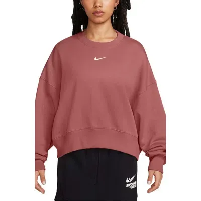 Nike Phoenix Fleece Crewneck Sweatshirt In Canyon Pink/sail