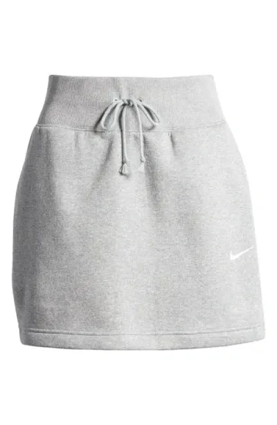 Nike Phoenix High Waist Fleece Miniskirt In Grey