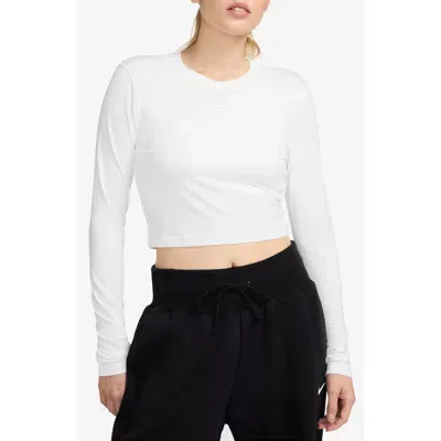 Nike Sportswear Chill Knit Slim Long Sleeve Crop T-shirt In White