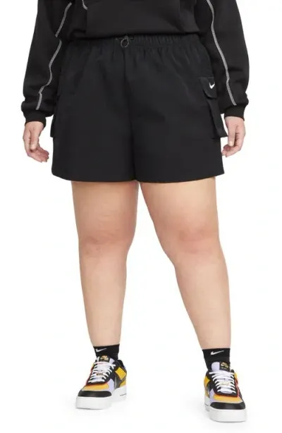 Nike Women's  Sportswear Woven High-rise Shorts (plus Size) In Black