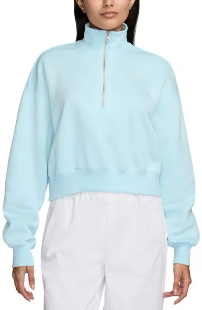 Nike Sportswear Phoenix Fleece Crop Sweatshirt In Glacier Blue/sail