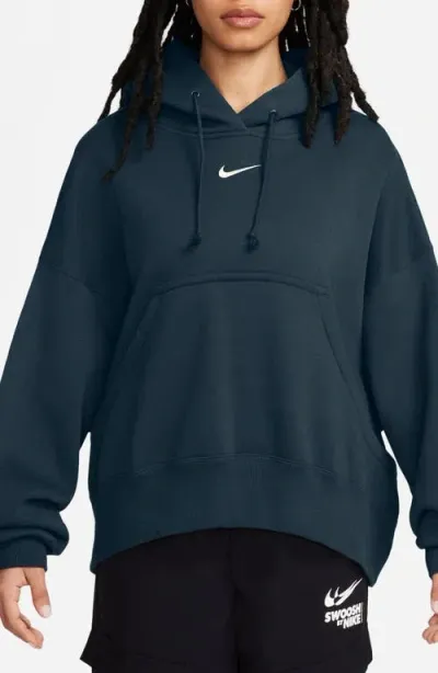 Nike Sportswear Phoenix Fleece Pullover Hoodie In Navy/sail