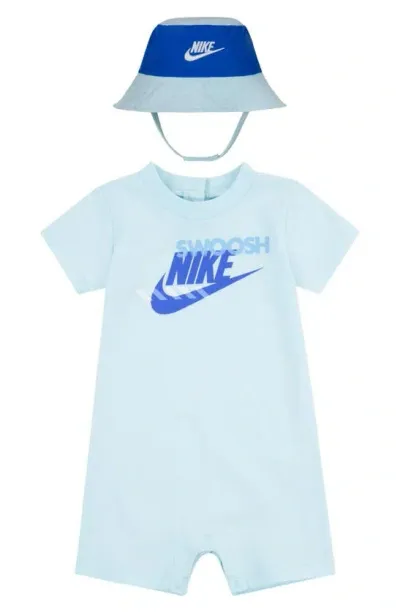 Nike Sportswear Pe Baby (0-9m) Romper And Bucket Hat Set In Blue