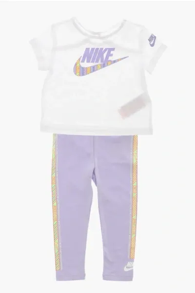 Nike Kids' T-shirt And Joggers Set With Printed Logo In Purple