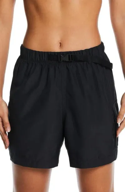 Nike Black Embroidered Shorts In Black/summit White