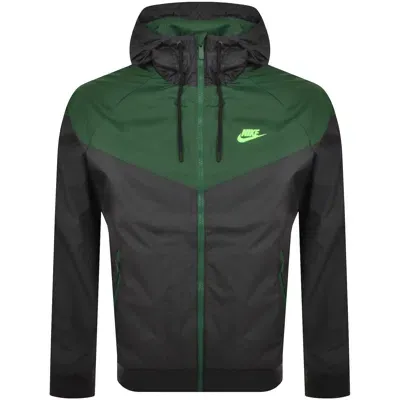 Nike Mens  Woven Windrunner Lined Hooded Jacket In Black/green