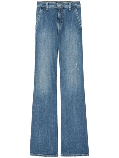 Nili Lotan Anna Mid-rise Wide-leg Jeans In Blue