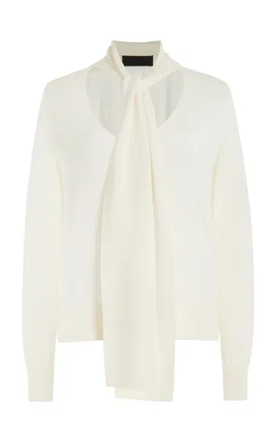 Nili Lotan Ayla Tie-detailed Wool Sweater In Ivory