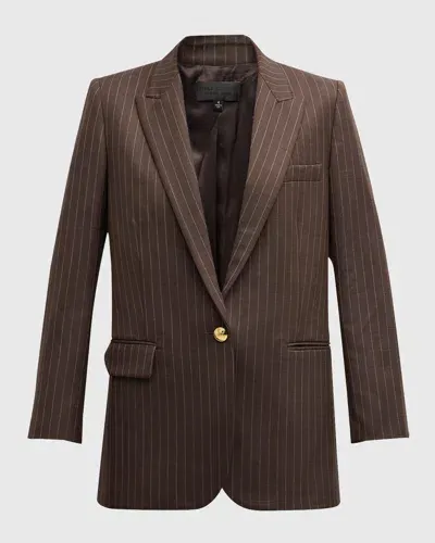 Nili Lotan Diane Wool-twill Blazer In Brown Pinstripe