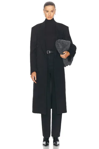 Nili Lotan Edmont Double Breasted Long Coat In Charcoal