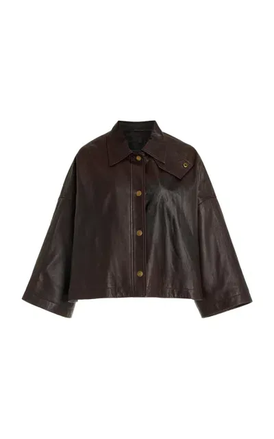 Nili Lotan Ines Leather Jacket In Brown