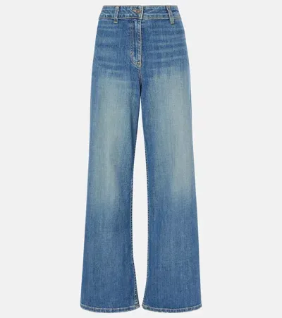 Nili Lotan Megan Mid-rise Wide-leg Jeans In Blue