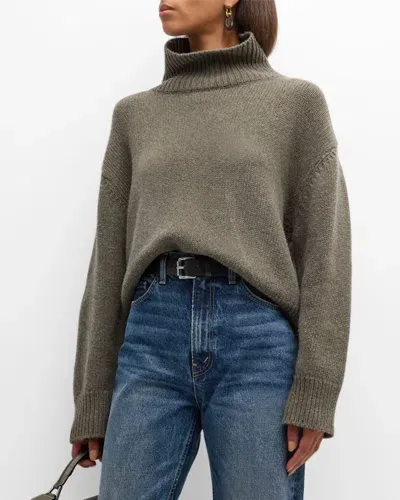 Nili Lotan Omaira Funnel-neck Wool Sweater In Army Green