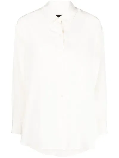 Nili Lotan Sheer Silk Long-sleeved Shirt In Neutrals