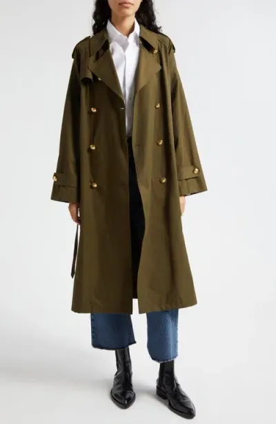 Nili Lotan Toussaint Trench Coat In Olive Green