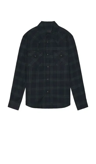 Nili Lotan Travis Button Up In Green & Midnight Plaid