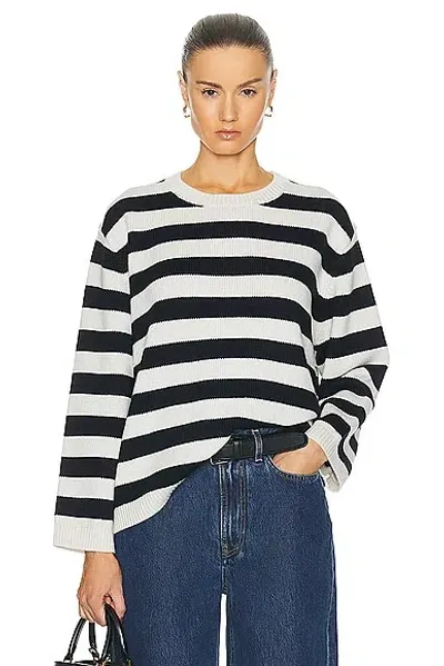 Nili Lotan Trina Sweater In Ivory & Dark Navy Stripe