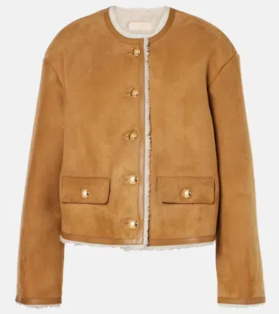 Nili Lotan Zanie Shearling-lined Suede Jacket In Beige