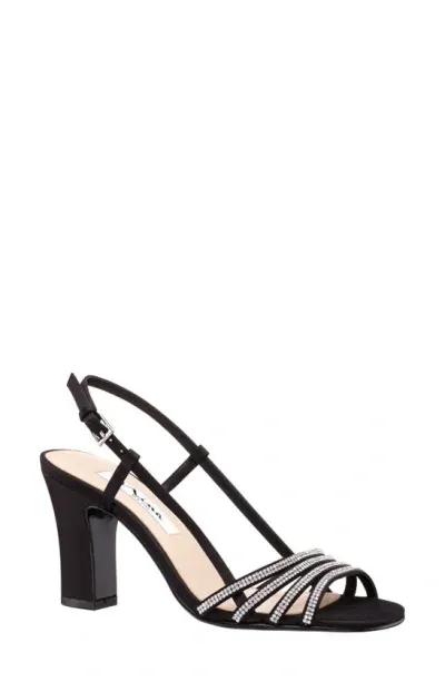 Nina Avaley Slingback Sandal In Black Luster Satin