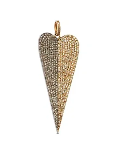 Nina Gilin 14k Yellow Gold & Black Rhodium Diamond Heart Pendant In Black/gold