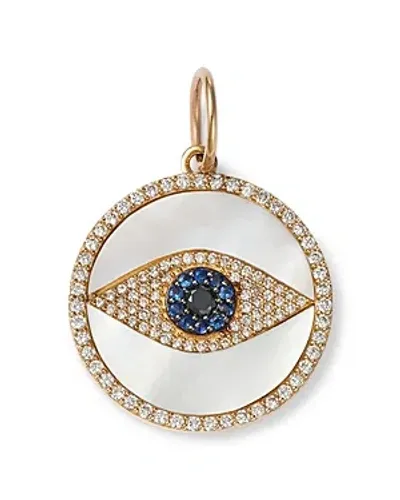 Nina Gilin 14k Yellow Gold Eye Of Protection Diamond & Sapphire Pendant In Blue/gold