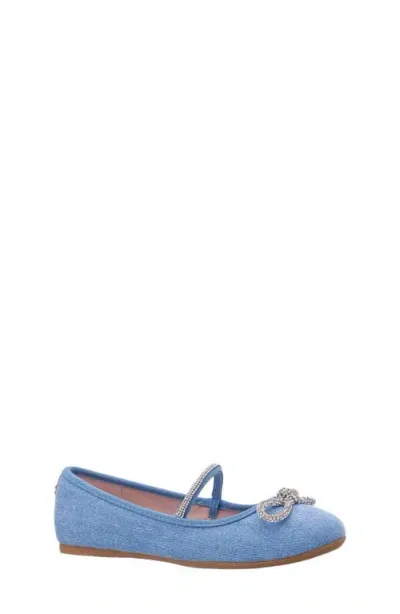 Nina Kids' Kendalla Ballet Flat In Blue Glitter Denim